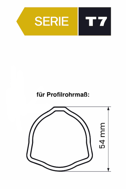 Profilrohrgabel / Rillengabel für Dreikantrohr 54mm Kreuzgarnitur 35x106mm