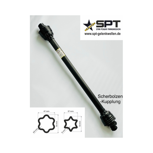 SPT Gelenkwelle Sternrohrprofil mit Scherbolzen 3000Nm 103 bis 155PS - 1 3/8" Z6 Baugröße 8